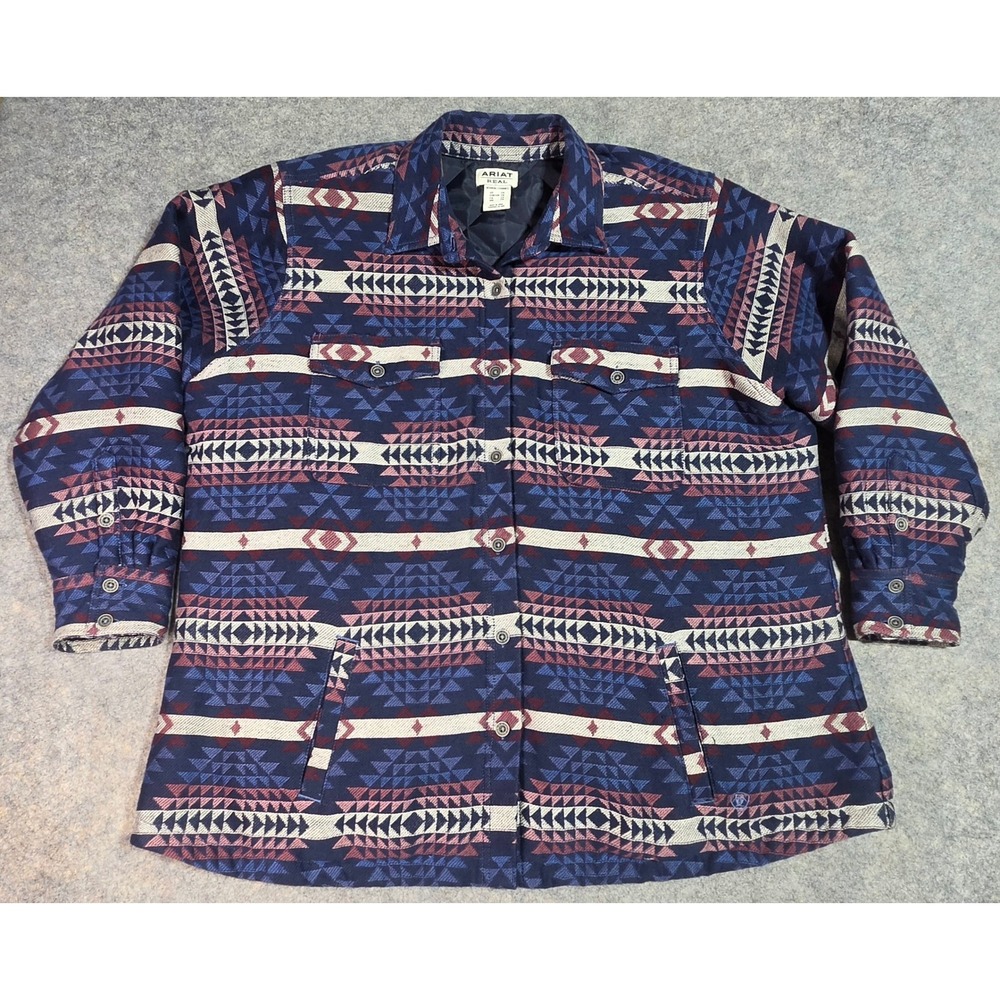 Ariat Real Womens 2X Southwestern Quilted Lining Shirt Jacket Aztec Shacket